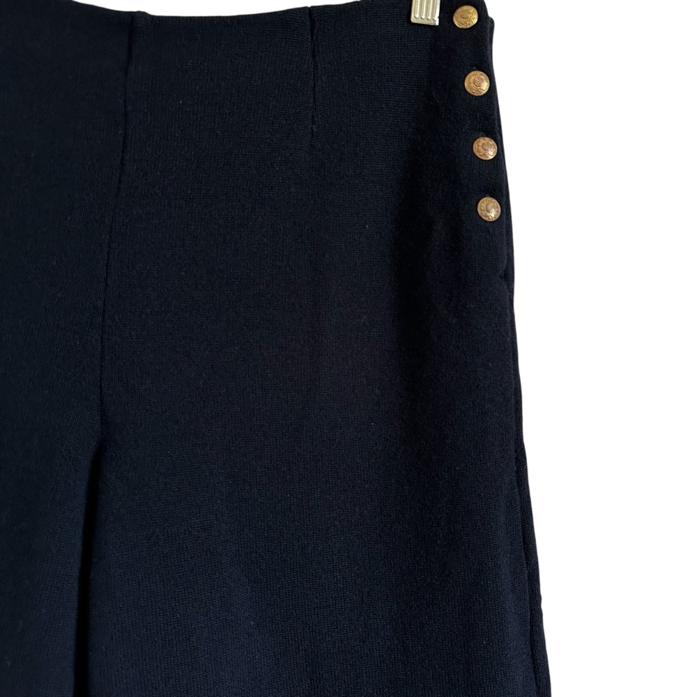 Vintage Lauren Ralph Lauren 100% Merino Wool Navy Wide Leg Cropped Pants L - Picture 4 of 10